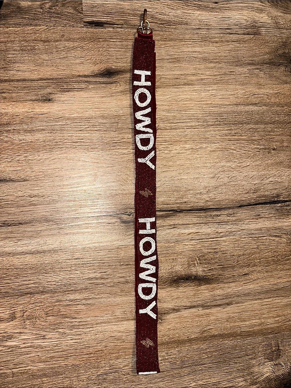 HOWDY Beaded Keychain in Red Like New